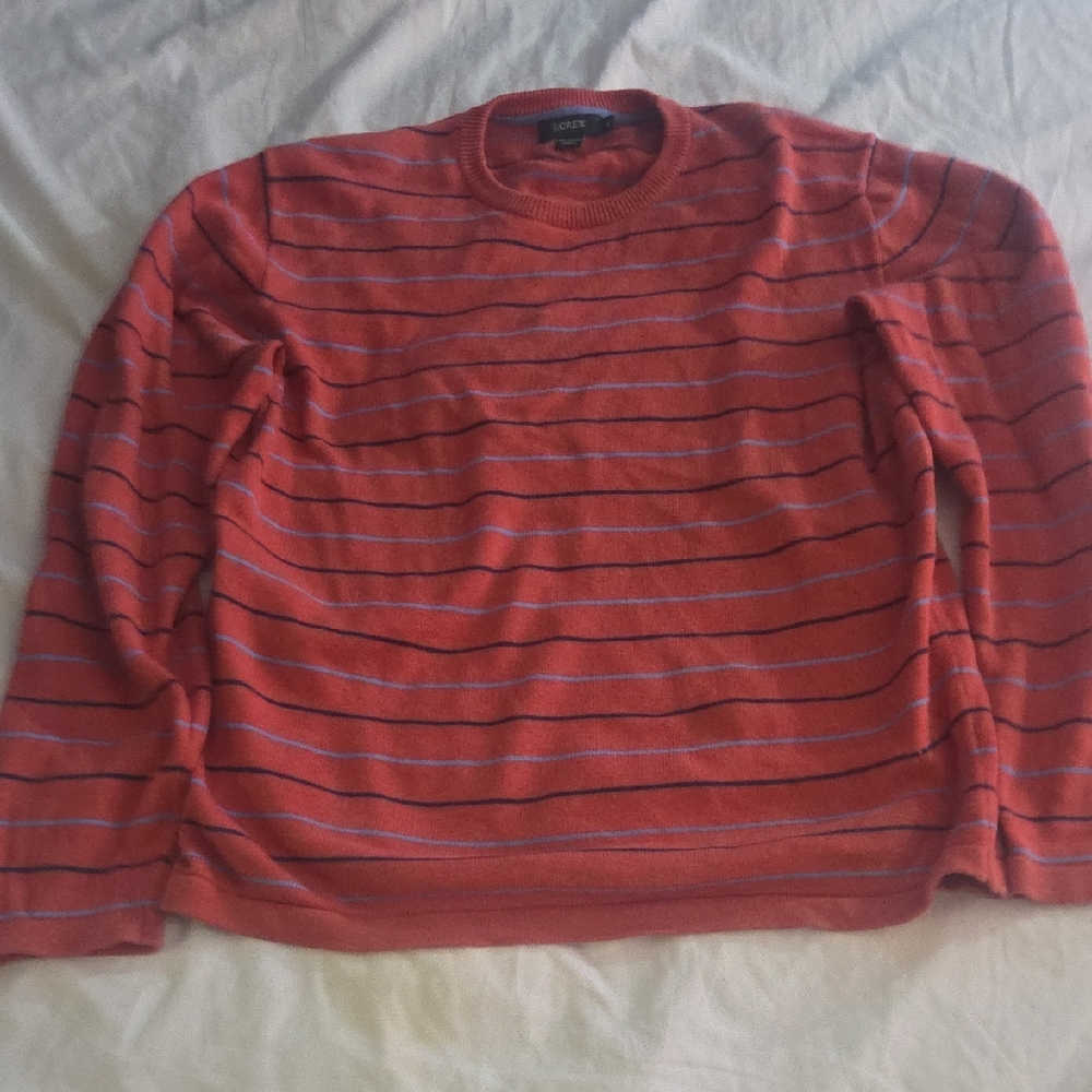 J. Crew Red and Blue Striped Crewneck Sweater